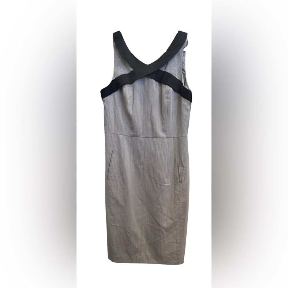 BCBG Black and Gray Sheath Dress Halter Neckline B19
